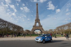 Eines von 60 in Paris geplanten Hyundai ix35-Wasserstoff-Taxis. In der französischen Hauptstadt und Umgebung sind insgesamt rund 17.000 Taxis unterwegs. Foto: Hyundai