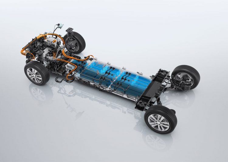 Quartett elektrischer Großraumtaxis