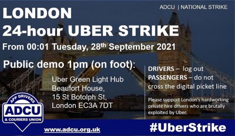 App-Fahrer Gewerkschaft organisiert in Großbritannien nationalen Streik gegen Uber