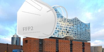 Elbphilharmonie mit FFP-2 Maske