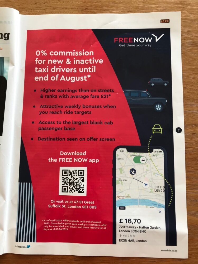 Kritik an dreijähriger Mietwagenlizenz für Free Now in London