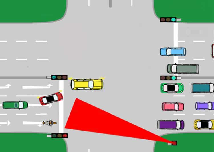 Rotlichtverstoß bei Spurwechsel