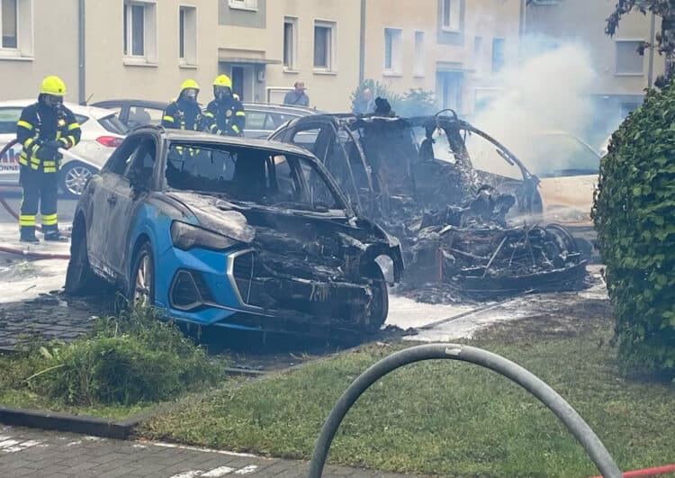 Frankfurter Tesla-Taxi wird Opfer der Flammen