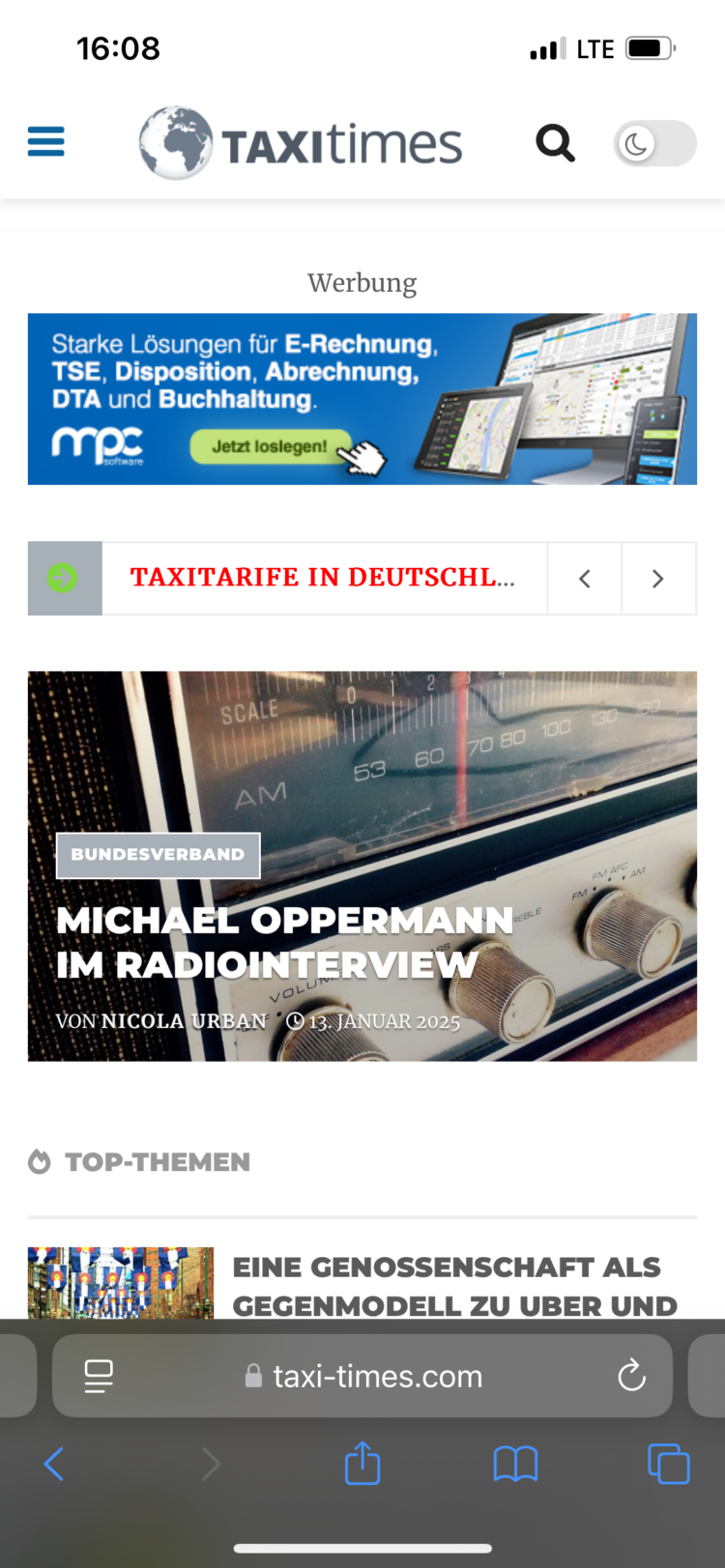 Taxi Times auf dem Homescreen des Smartphones