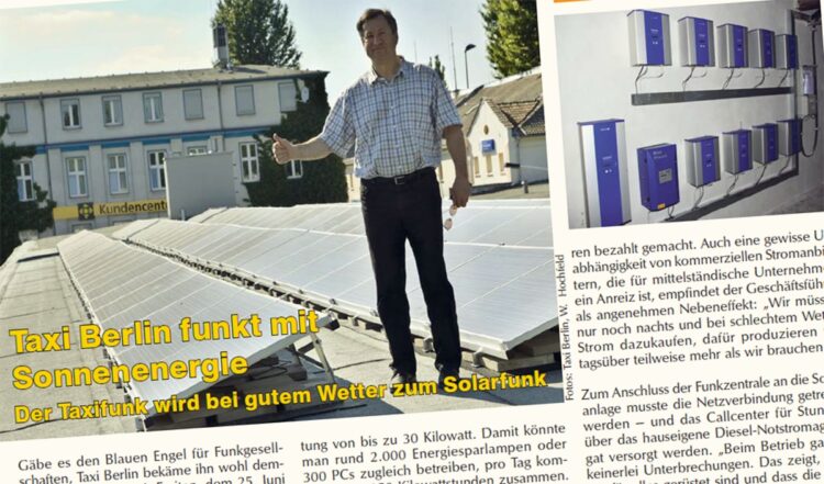 Nachhaltigkeit: Zwei Taxi-Player sind ihre eigenen Stromproduzenten