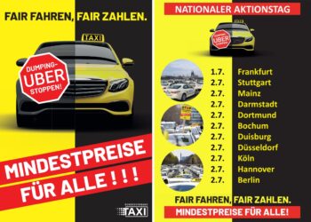 Kasse leer, Schnauze voll: Zahl der Städte beim nationalen Aktionstag TAXI steigt