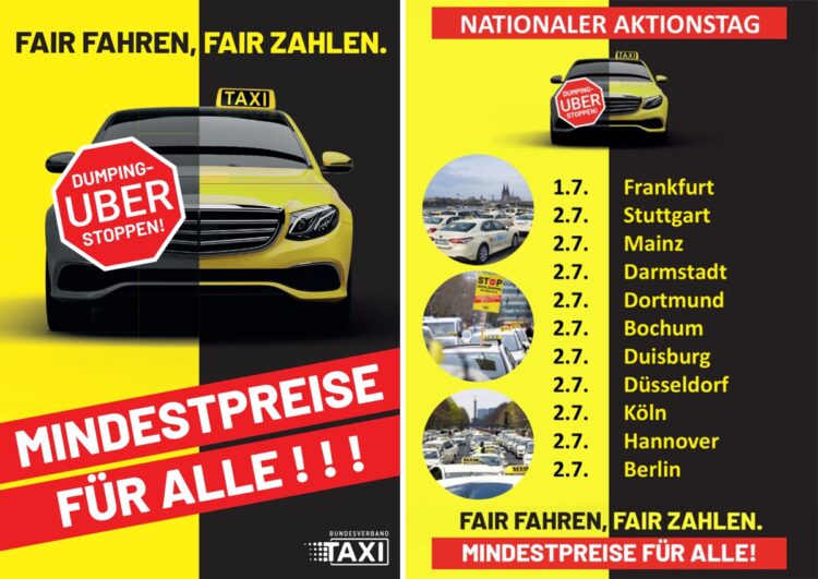 Kasse leer, Schnauze voll: Zahl der Städte beim nationalen Aktionstag TAXI steigt