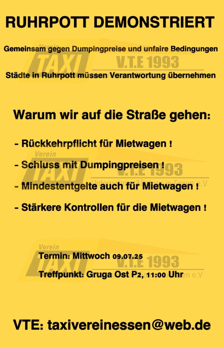 Erneute Taxi-Demo in Essen