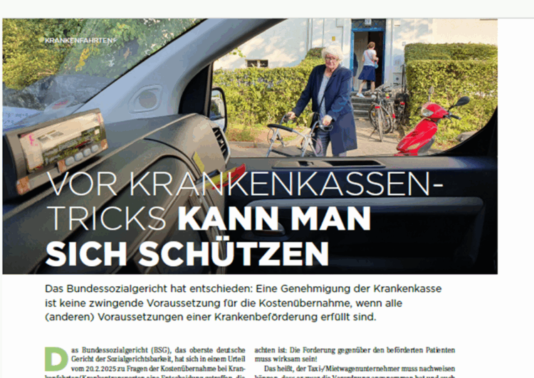 Genehmigung bei Krankenfahrten nicht zwingend notwendig, aber …