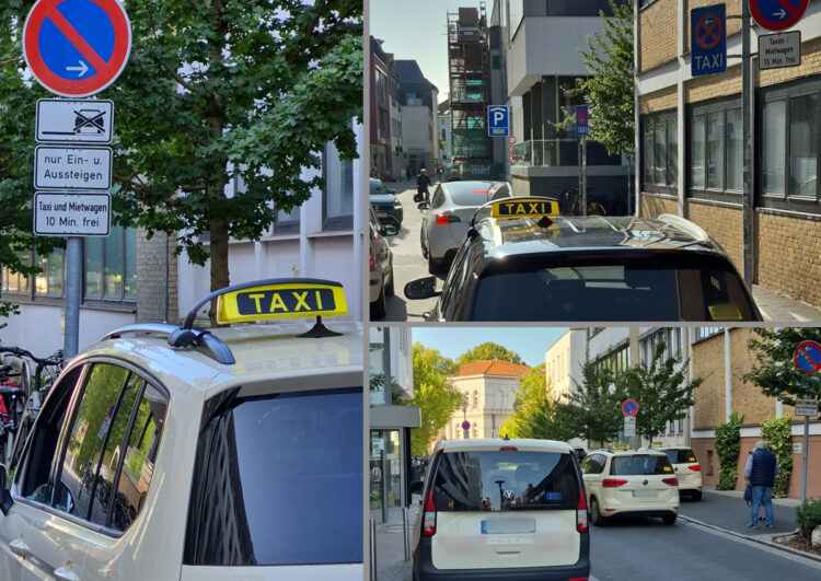 Chef, wo soll ich halten, die Taxistände sind geschrumpft