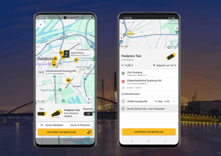 Taxi-Festpreise jetzt auch in Duisburg und Hannover