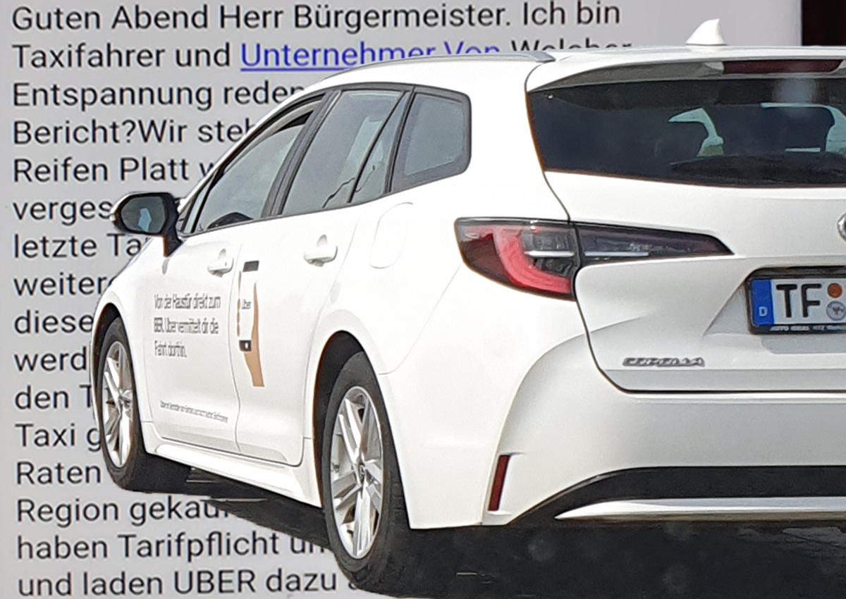 Collage Uber-MW und Mail an BM | Taxi Times